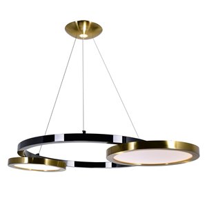 CWI Lighting Deux Lunes LED Chandelier - Sun Gold/Pearl Black