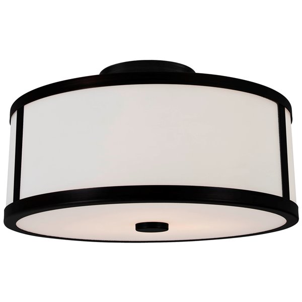 DVI Uptown Modern Large Flush-Mount Light - 3-Light - Graphite Grey