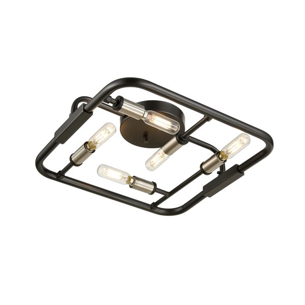 DVI Wolfe Modern Flush-Mount Light - 5-Light - Graphite Grey and Chrome