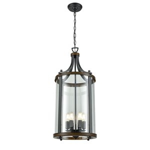 DVI Niagara Contemporary 6-Light Chandelier - Graphite Grey and Ironwood