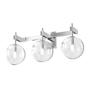 Luminaire pour meuble-lavabo moderne Courcelette de DVI à 3 lumières, chrome