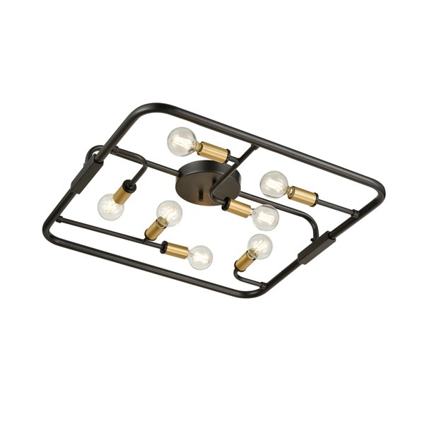 DVI Wolfe Modern Flush-Mount Light - 7-Light - Graphite Grey and Chrome