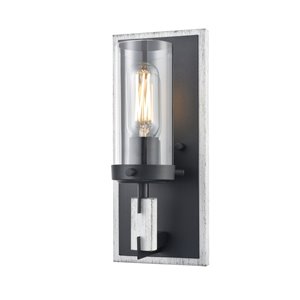 DVI Okanagan Modern 1-Light Wall Sconce - 5.5-in - Graphite Grey and Birch Wood