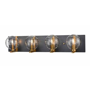 DVI Tropea Modern Vanity Light - 4-Light - Brass and Graphite Grey