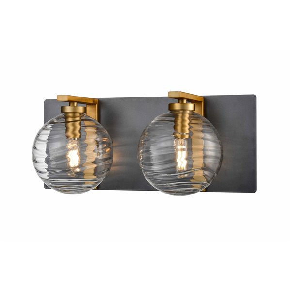 DVI Tropea Modern Vanity Light - 2-Light - Brass and Graphite Grey