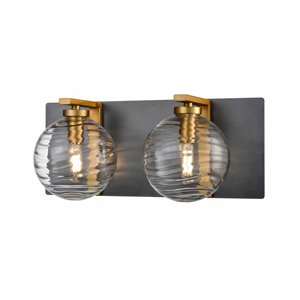 DVI Tropea Modern Vanity Light - 2-Light - Brass and Graphite Grey