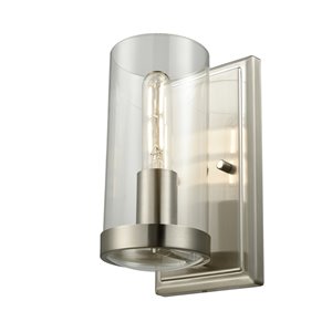 DVI Erin Contemporary 1-Light Wall Sconce - 5.5-in - Buffed Nickel