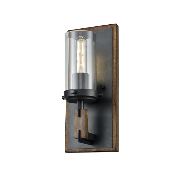 DVI Okanagan Modern 1-Light Wall Sconce - 5.5-in - Graphite and Ironwood