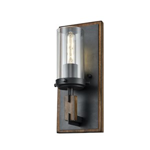 DVI Okanagan Modern 1-Light Wall Sconce - 5.5-in - Graphite and Ironwood