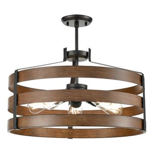 Luminaire suspendu moderne Fort Garry de DVI, 5 lumières, gris graphite et bois de fer