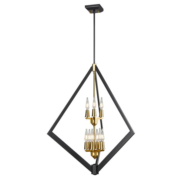 DVI Flechette Modern 9-Light Chandelier - Brass and Graphite Grey
