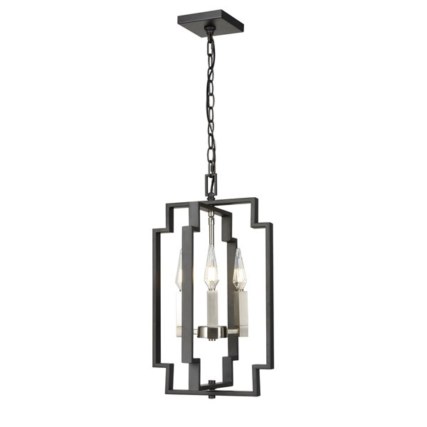 DVI Provence Contemporary 3-Light Chandelier - Satin Nickel and Graphite Grey