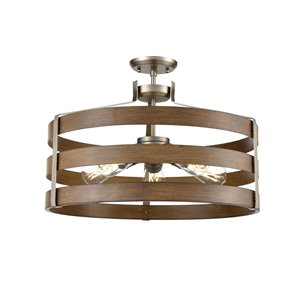 Luminaire suspendu moderne Fort Garry de DVI, 5 lumières, nickel poli et bois de grange