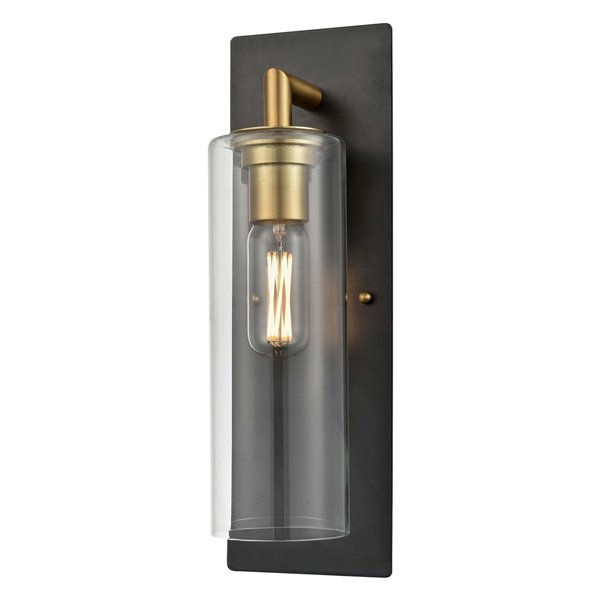 DVI Barker Modern 1-Light Wall Sconce - 5-in - Brass and Graphite Grey