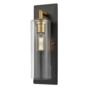 DVI Barker Modern 1-Light Wall Sconce - 5-in - Brass and Graphite Grey