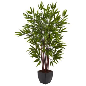 Nearly Natural Bamboo Silk Tree with Planter - 4-ft - Green