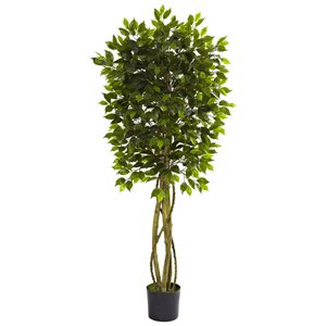 Nearly Natural Ficus Tree - UV Resistant - 5.5-ft - Green