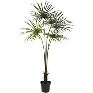 Nearly Natural Fan Palm Tree - UV Resistant - 7-ft - Green