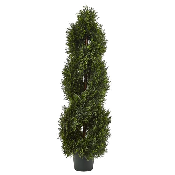 Nearly Natural Cyprus Spiral Topiary - Indoor/Outdoor - 4-ft - Green