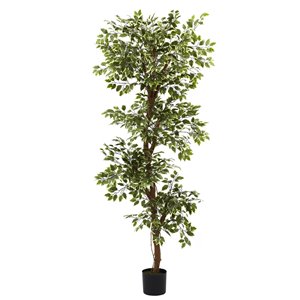 Nearly Natural Ficus Tree -6-ft - Green