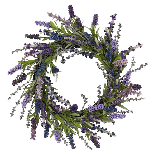 Nearly Natural Lavender Wreath - 20 in - Purple