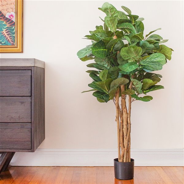 Nearly Natural Fiddle Leaf Artificial Tree - 4-ft - Green