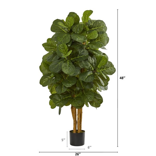 Nearly Natural Fiddle Leaf Artificial Tree - 4-ft - Green