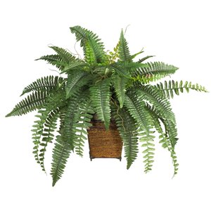 Nearly Natural Boston Fern with Wicker Basket - 23-in - Green