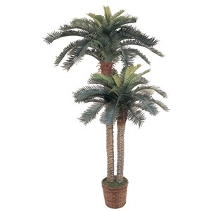 Nearly Natural Sago Palm Double Potted Silk Tree - 6-ft - Green