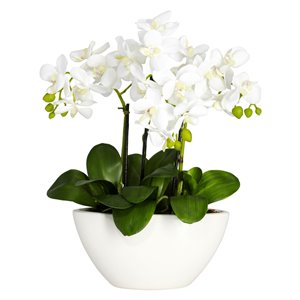 Nearly Natural Phalaenopsis Orchid Silk Flower Arrangement - 15-in - White