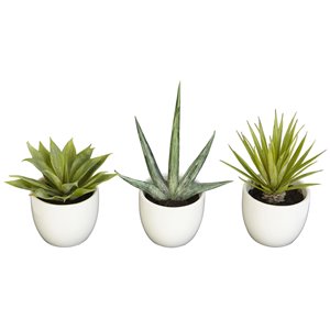 Nearly Natural Succulent Southwest Collection - 8.5-in - Green - Set of 3