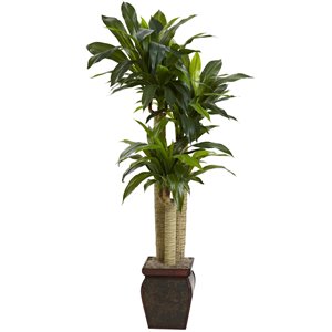 Nearly Natural Corn Stalk Dracaena Silk Plant with Vase - 4.5-ft - Green