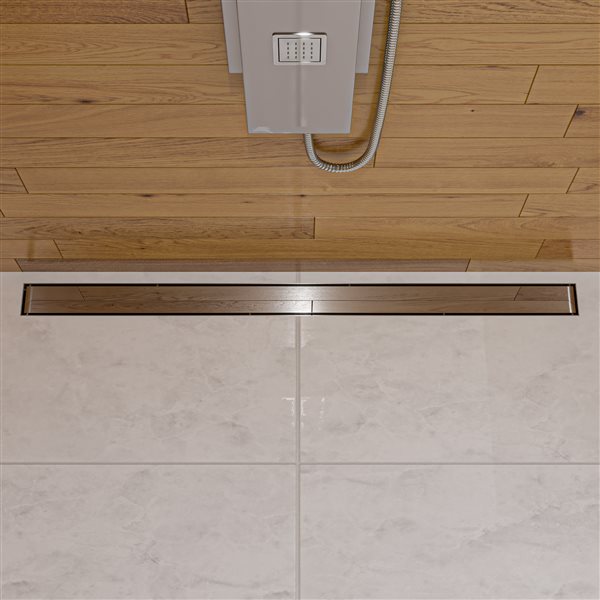 ALFI brand Linear Shower Drain - Solid Grate Style - 47.25-in - Polished Stainless Steel