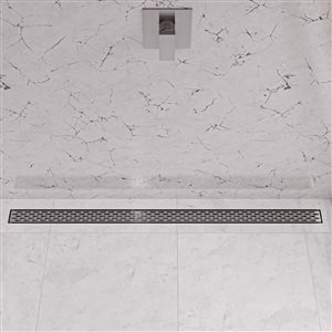 ALFI brand Linear Shower Drain with Groove Holes - Slotted Grate Style - 59-in - Brushed Stainless Steel