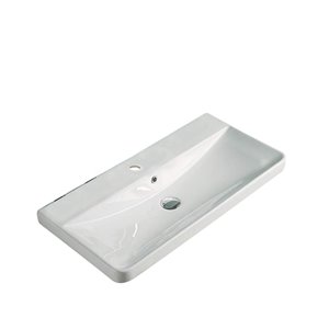Dessus de meuble-lavabo American Imaginations, monotrou, argile réfractaire, 15,55 po x 31,89 po, blanc