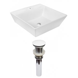 American Imaginations White Vessel Square Bathroom Sink - White Hardware - 16.5-in