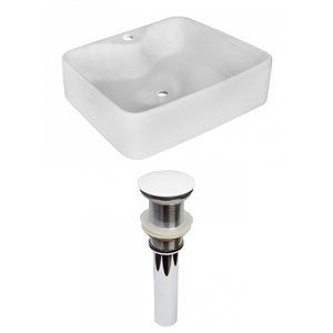American Imaginations White Vessel Rectangular Bathroom Sink - White Hardware - 14.75-in