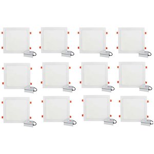 Lumières carrées semi-encastrées de 12 po de American Imaginations, aluminium, blanc, 12 mcx