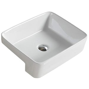 American Imaginations Trendy White Drop-In/Undermount Rectangular Bathroom Sink - Chrome Hardware - 13.4-in - Overflow Included