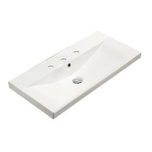 Dessus de meuble-lavabo moderne American Imaginations, répandu, argile réfractaire, 15,51 po x 31,73 po, blanc
