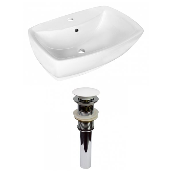 American Imaginations White Vessel Rectangular Bathroom Sink - White Hardware - 15.75-in - Overflow Included