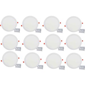 Lumières rondes semi-encastrées de 12 po de American Imaginations, aluminium, blanc, 12 mcx