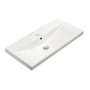 Dessus de meuble-lavabo moderne American Imaginations, monotrou, argile réfractaire, 15,51 po x 31,73 po, blanc