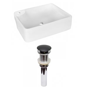 American Imaginations White Vessel Rectangular Bathroom Sink - Black Hardware - 13-in