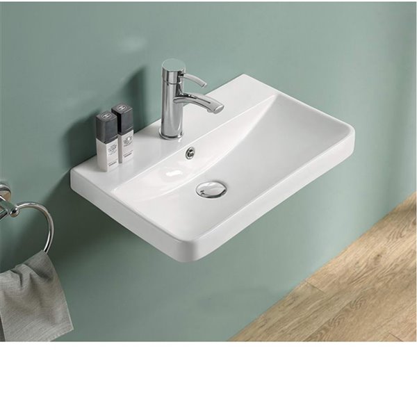 American Imaginations Trendy White Fire Clay Bathroom Vanity Top - Single Hole - 19.88-in x 13.98-in
