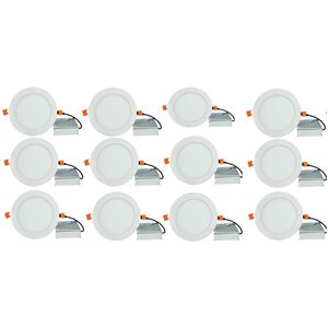 Lumières rondes semi-encastrées de 4 po de American Imaginations, aluminium, blanc, 12 mcx