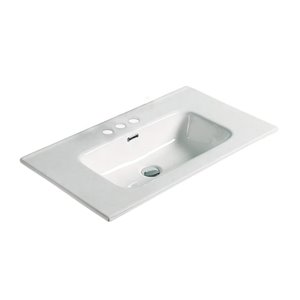 Dessus de meuble-lavabo American Imaginations, petit robinet 4 po, argile réfractaire, 18,31 po x 24,16 po, blanc