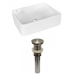 American Imaginations White Vessel Rectangular Bathroom Sink - Nickel Hardware - 13-in