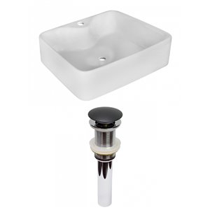 American Imaginations White Vessel Rectangular Bathroom Sink - Black Hardware - 14.75-in