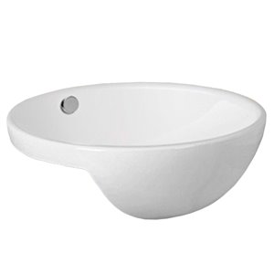 Lavabo tendance de salle de bain encastré ou sous-plan rond de American Imaginations, 17,1 po, quincaillerie chrome poli